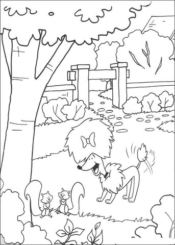 Cleo Plays In The Garden  Coloring Page